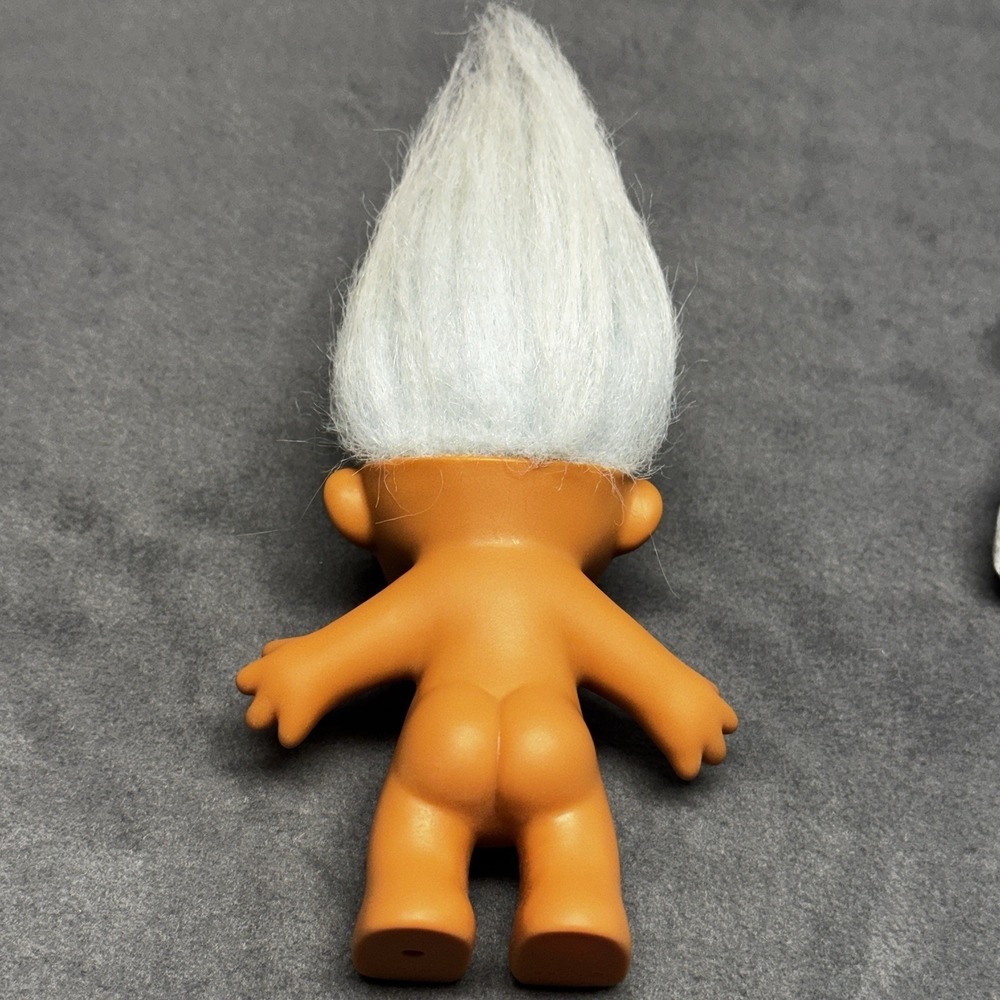Vintage Russ Troll Doll 5" Figure Blue Striped One Piece Pajamas Baby Blue Hair - Picture 6 of 9